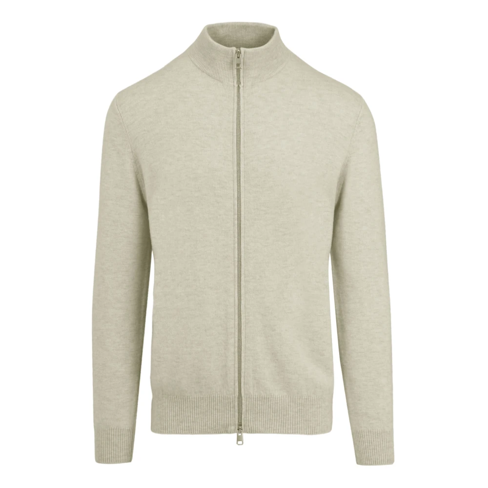 Bomboogie Men's Gray Merino Wool Jumper With High Collar And Zip - Cardigans - 2XL - Knitwear
