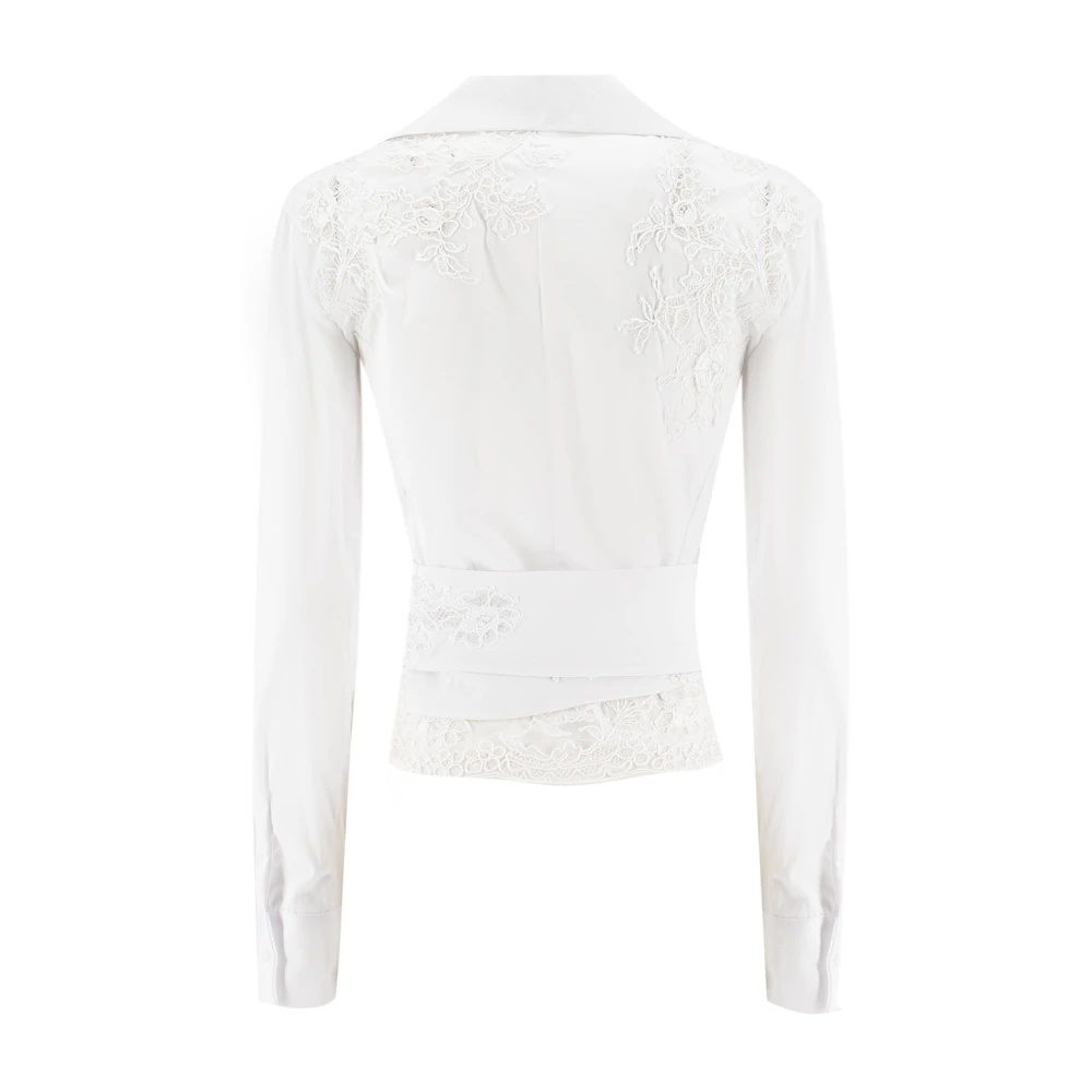Ermanno Scervino Kanten Detail Riem Shirt White Dames