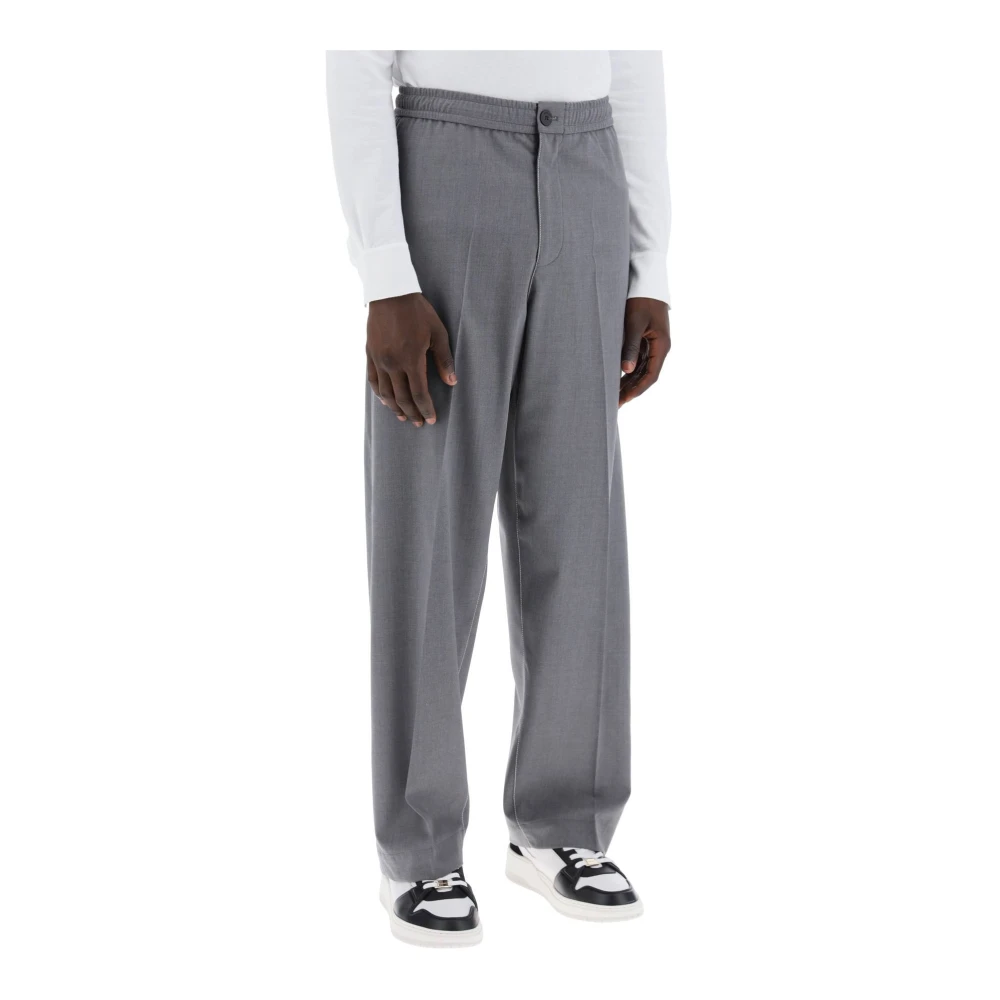 Salvatore Ferragamo Canvas Wol Maatwerk Broek Gray Heren