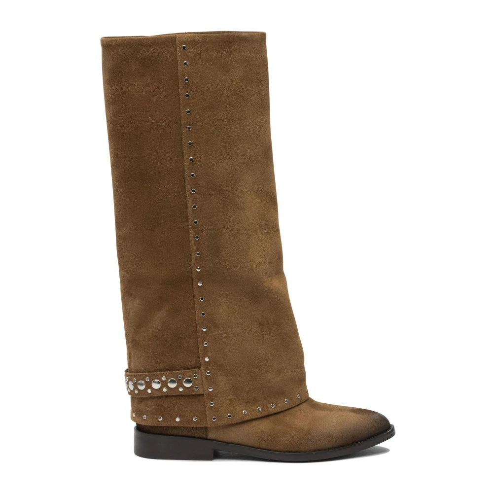 Strategia Femme Marron Chaussures, Brun, Taille: 36 Eu Bottes Hautes Velour Tequila