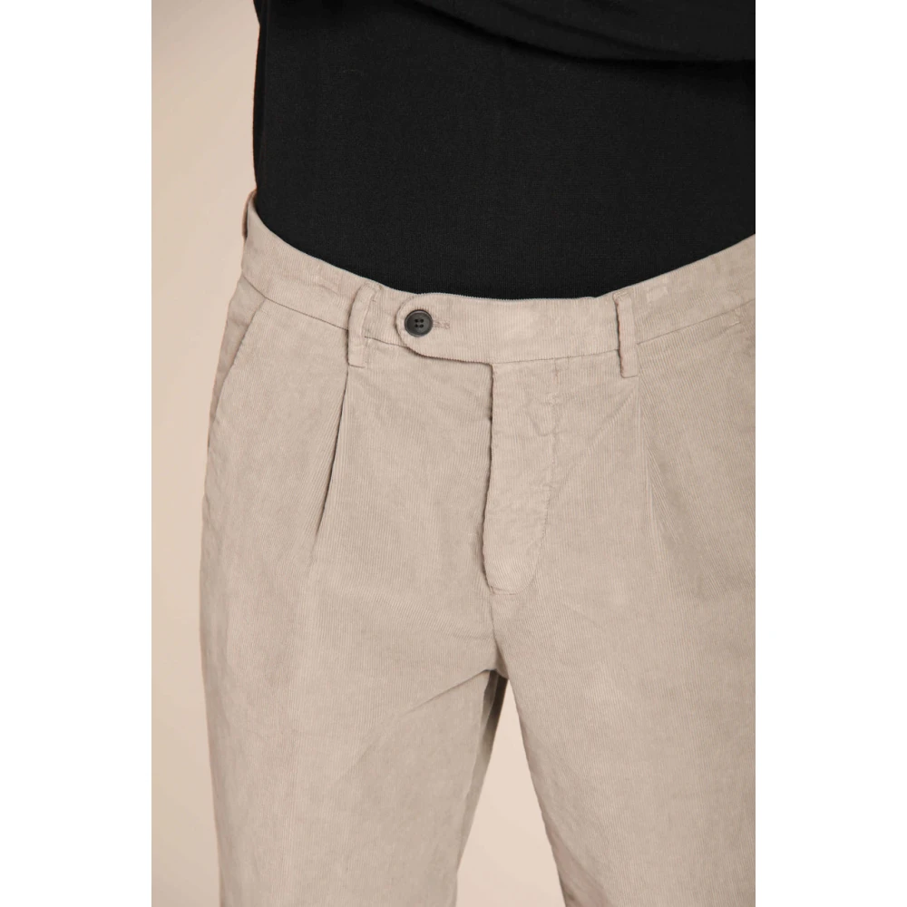 Mason's Velours Gestreepte Relaxte Pasvorm Chino Broek Gray Heren