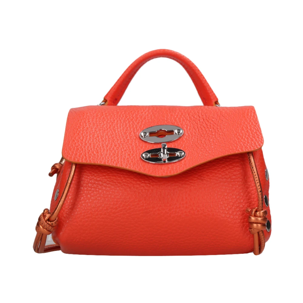 Zanellato Oranje Leren Schoudertas met Studs Orange Dames