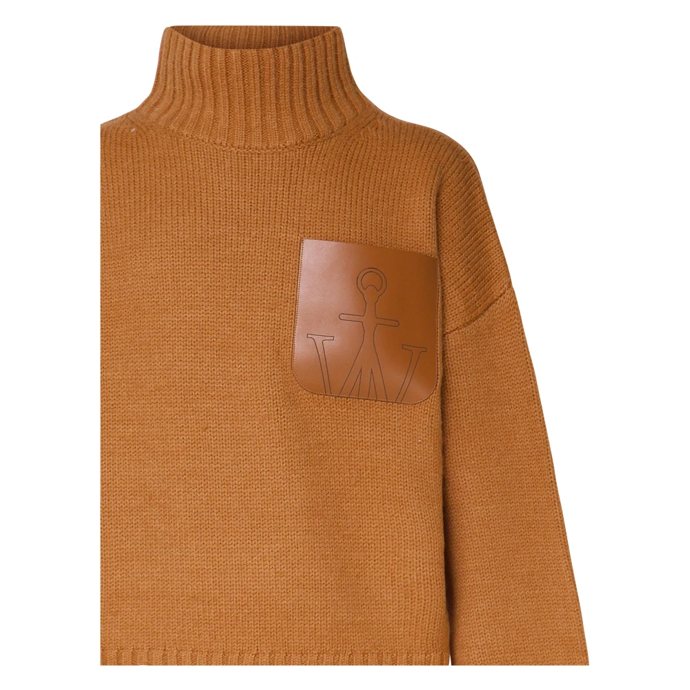 JW Anderson Wollen Polo Hals Trui met Leren Zak Brown Heren