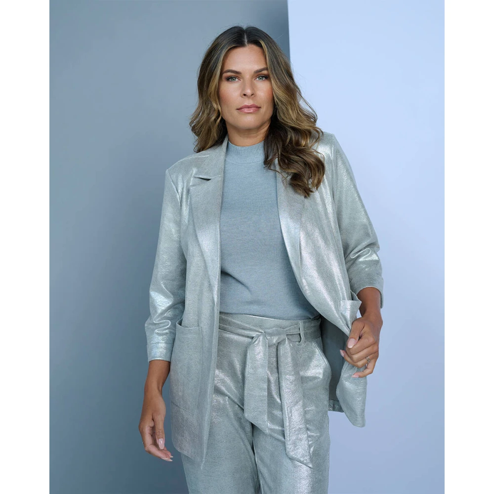 Zoso Metallic Suedine Blazer Wonder Gray Dames