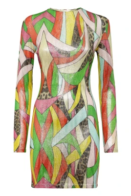 Knit Mini Dress Rainbow Patchwork