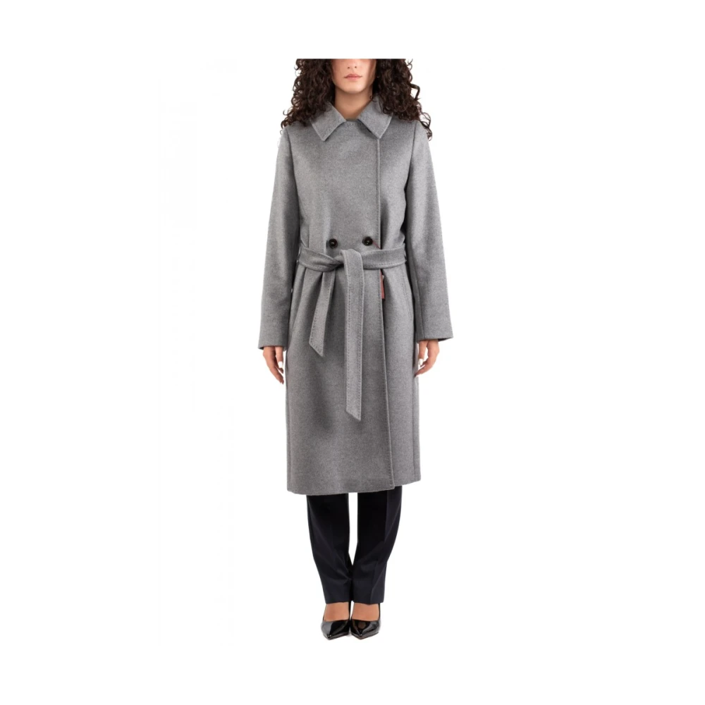 Max Mara Studio Stijlvolle Jas met Bcollag Ontwerp Gray Dames