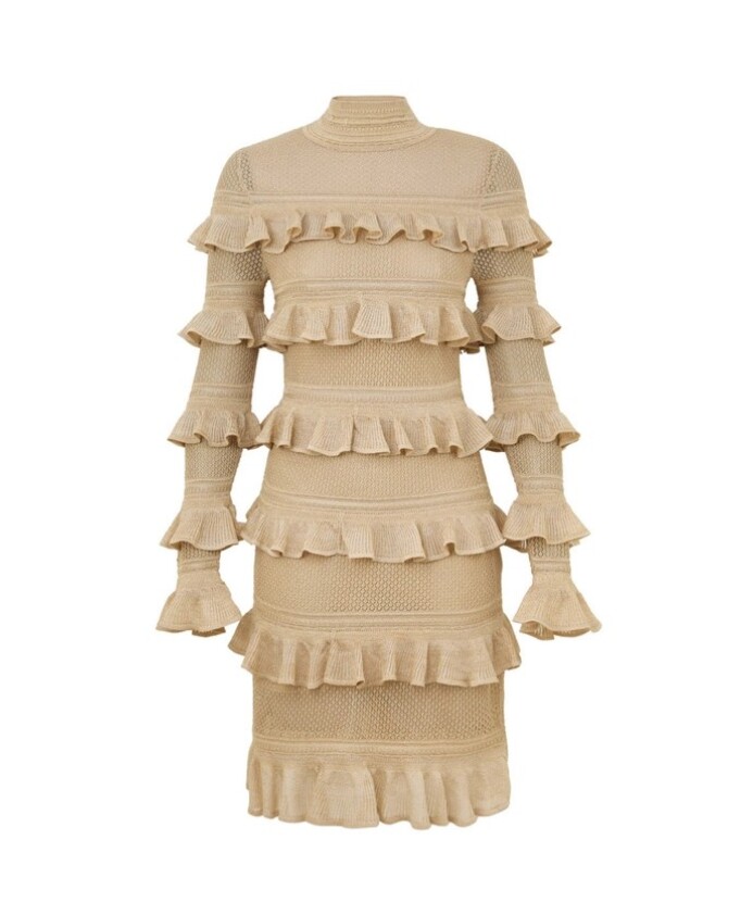 robe-mini-frill-metallique-or