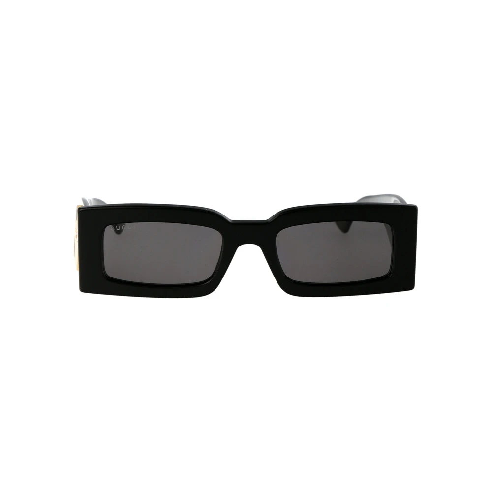 Gucci Zwarte Rechthoekige Zonnebril met Oversized GG Logo Black Dames