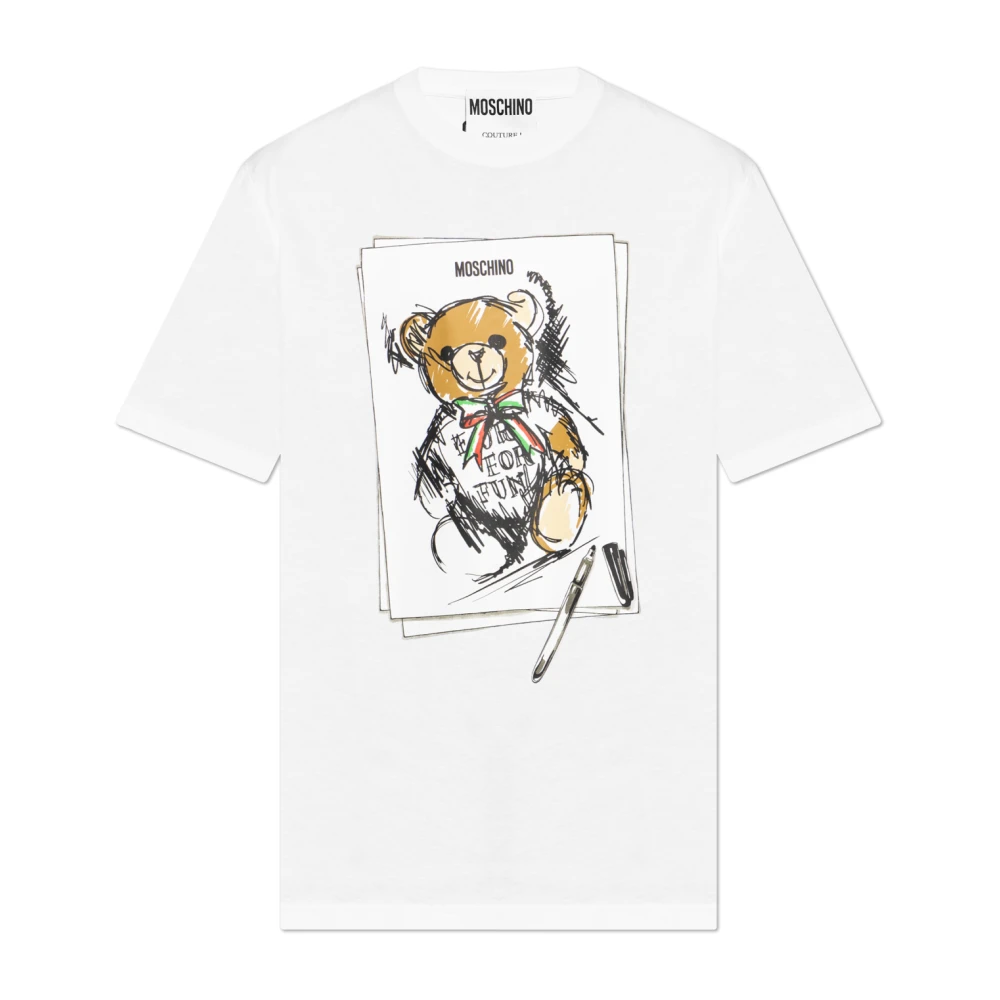 Moschino Men's White T-Shirts,, T-Shirt With Print Medium