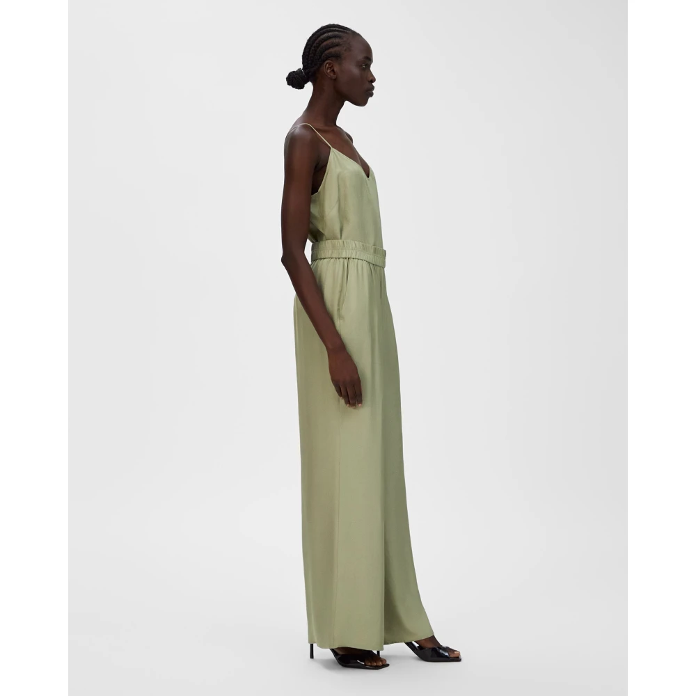 IVY OAK Wijde Pijp Elastische Taille Broek Green Dames