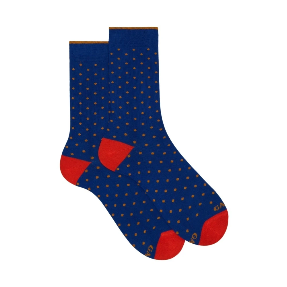 Gallo Italiaanse korte sokken voor heren met polka dot patroon Blue Heren