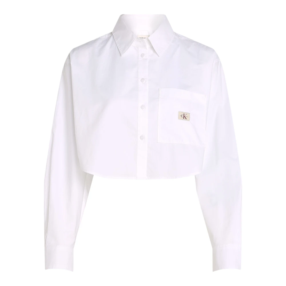 Calvin Klein Jeans Lange mouwen katoenen damesoverhemd White Dames