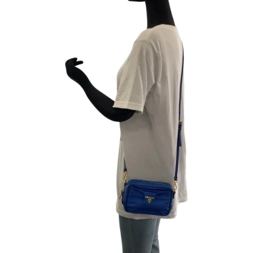 Prada Vintage Pre-owned Canvas crossbody-bags Blue Dames