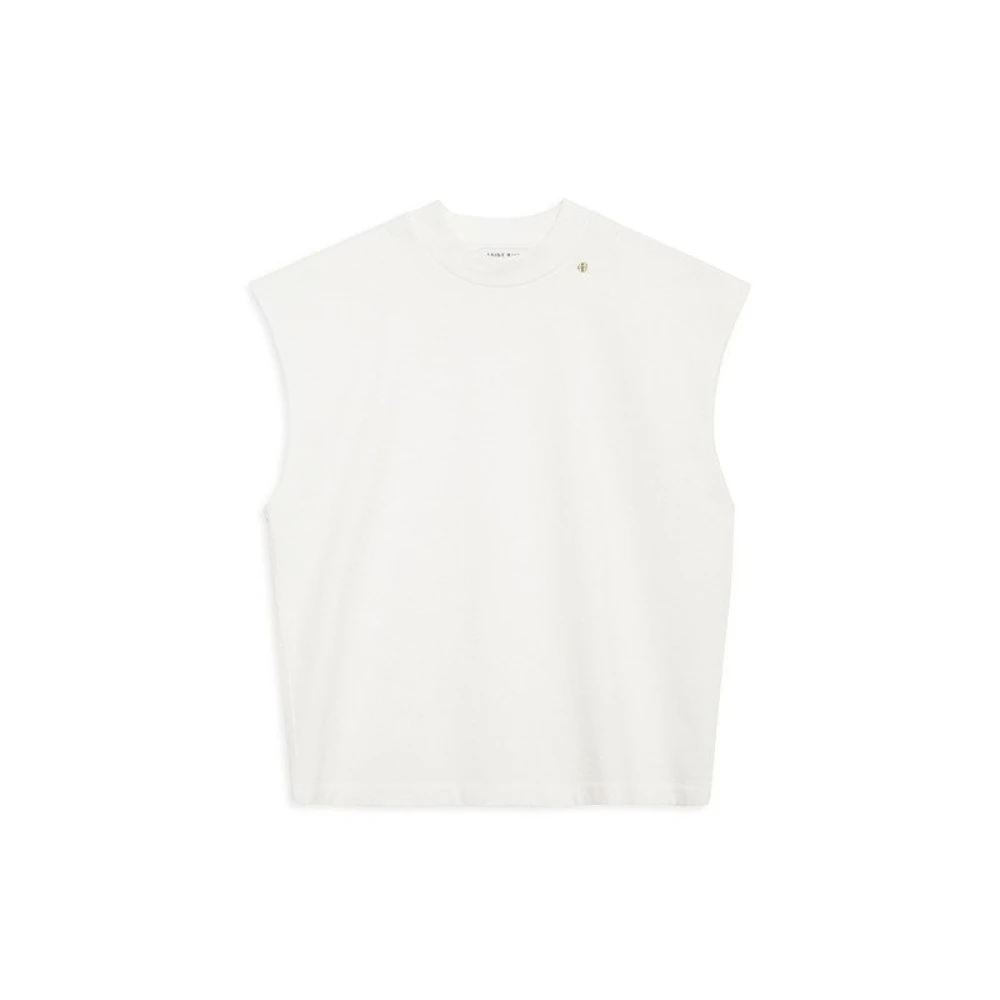 Anine Bing Auburn T-shirt med breda axlar White, Dam