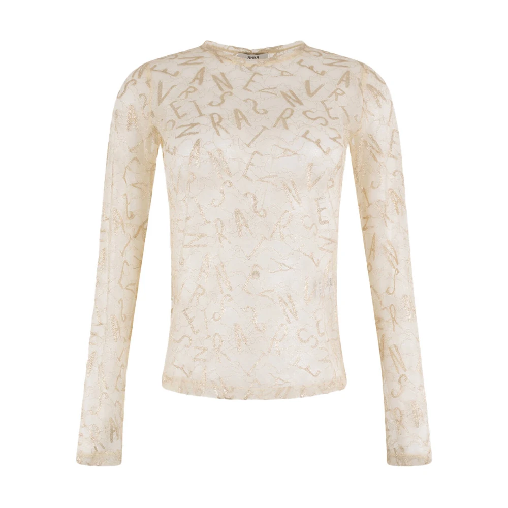 Anna Van Toor Lange Mouw Top 11A04-03714 Beige Dames