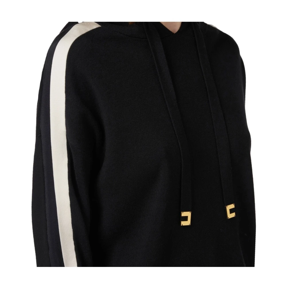 Elisabetta Franchi Zwart Boter Hoodie Bicolor Sweatshirt Black Dames