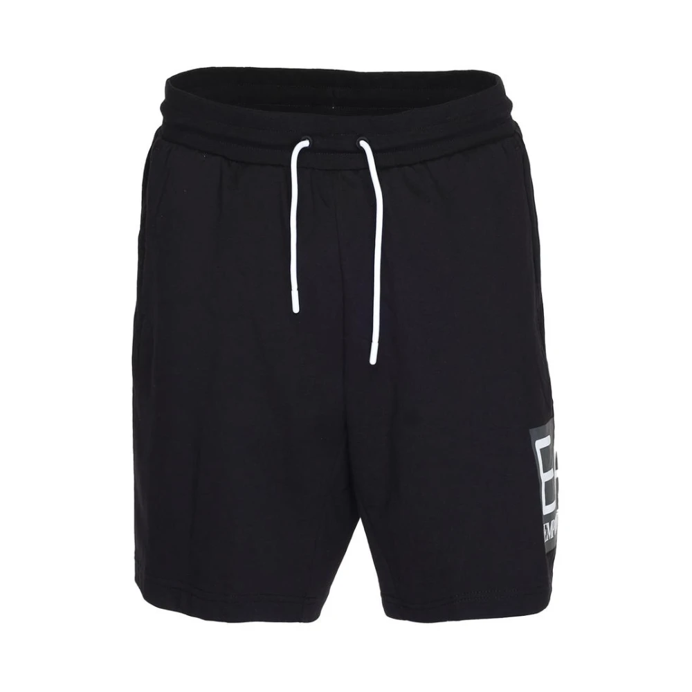 Emporio Armani EA7 Functionele stoffen shorts met trekkoordsluiting Black Heren