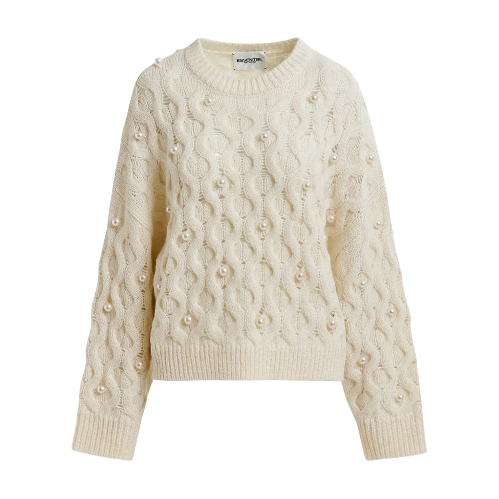 Essentiel Antwerp Parel Kralen Pullover Halpes Stijl White Dames