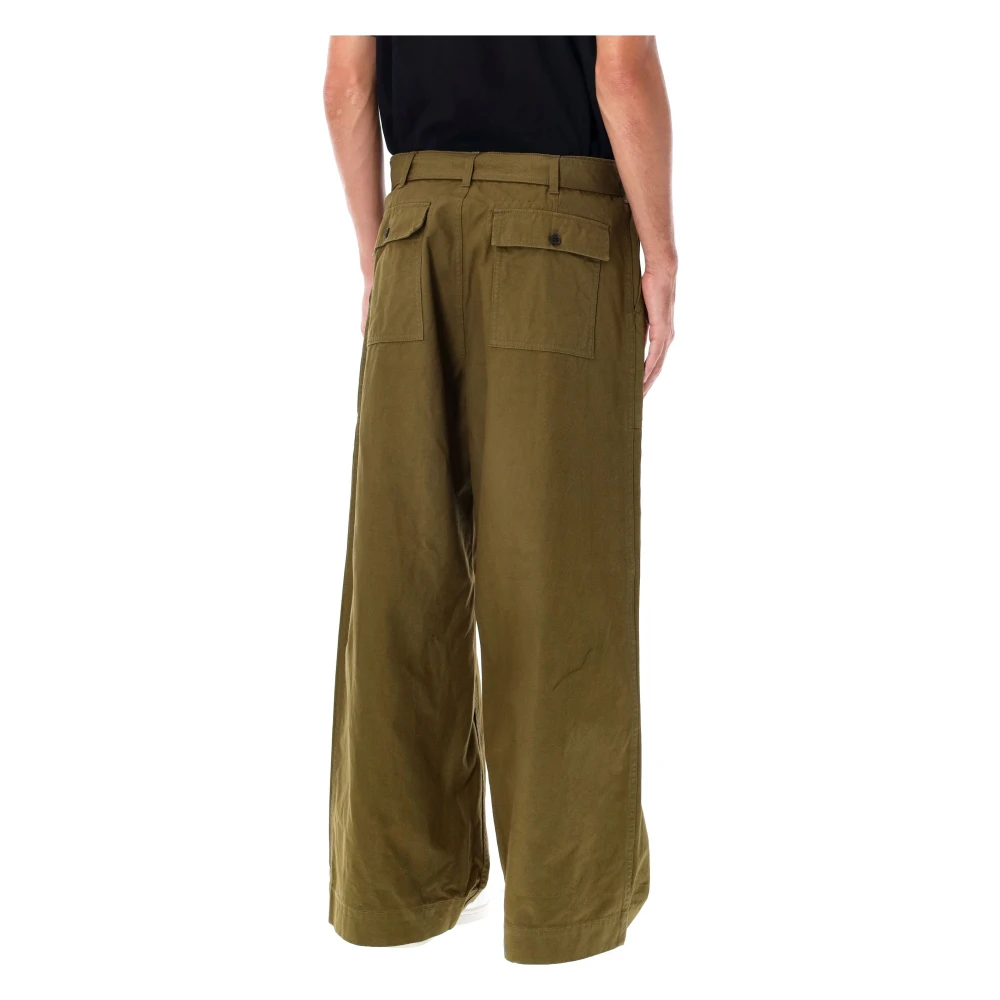 Comme des Garçons Khaki Cargo Broek Wide-Leg Fit Green Heren