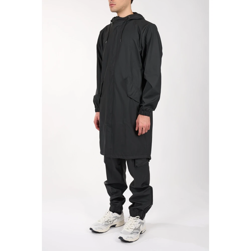 Rains Waterdichte Fishtail Parka met Capuchon Black Heren