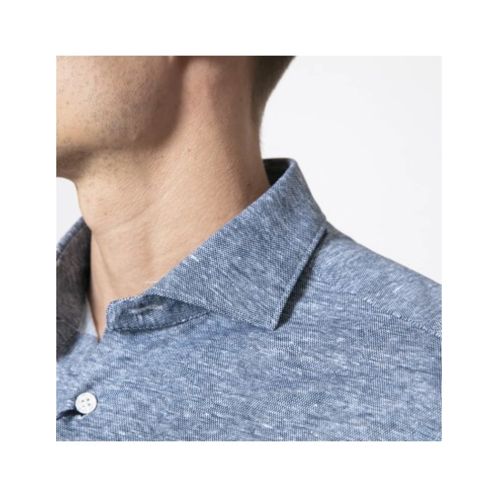 Orian Blauw gemêleerd overhemd Blue Heren