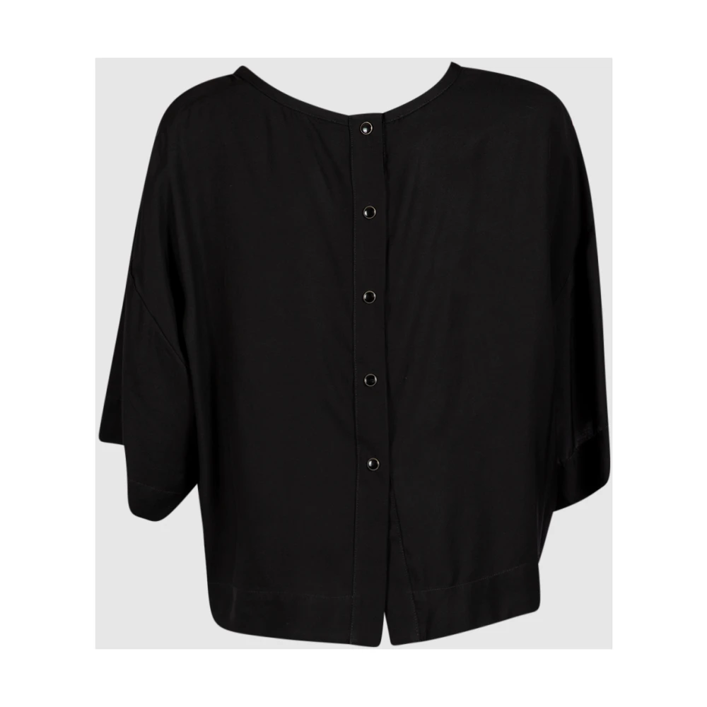 pinko Cape Silhouet Viscose Twill Blouse Black Dames