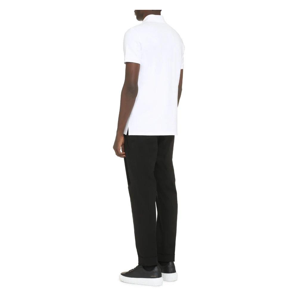 Balmain Geribbelde Gebreide Katoenen Poloshirt White Heren