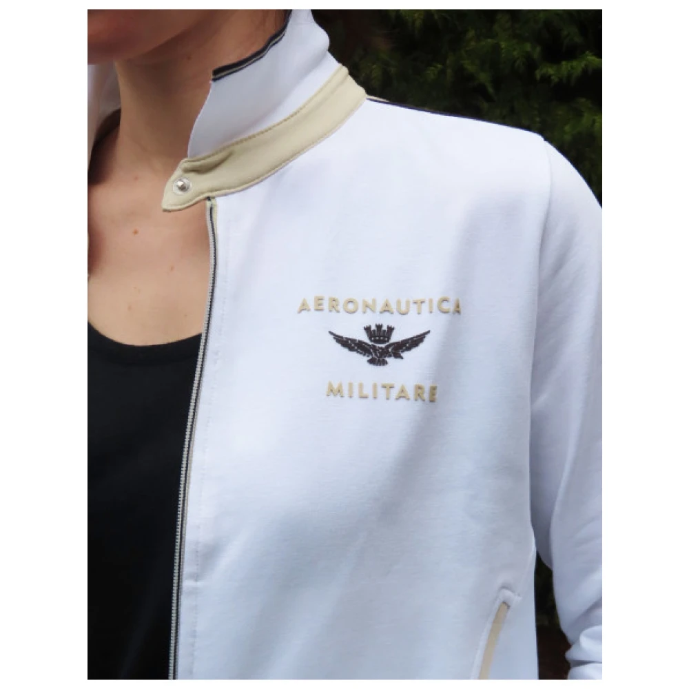 aeronautica militare Contrasterend Gestreept Vest met Rits White Dames