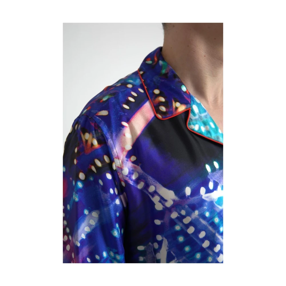 Dolce & Gabbana Zijden Psychedelische Print Pyjama Shirt Multicolor Heren
