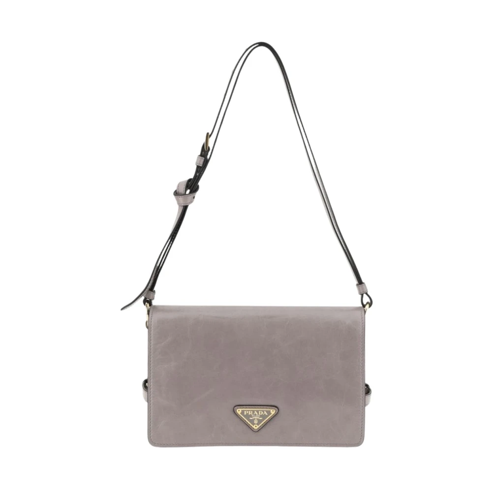 Prada Women's Grey Leather Crossbody Shoulder Bag