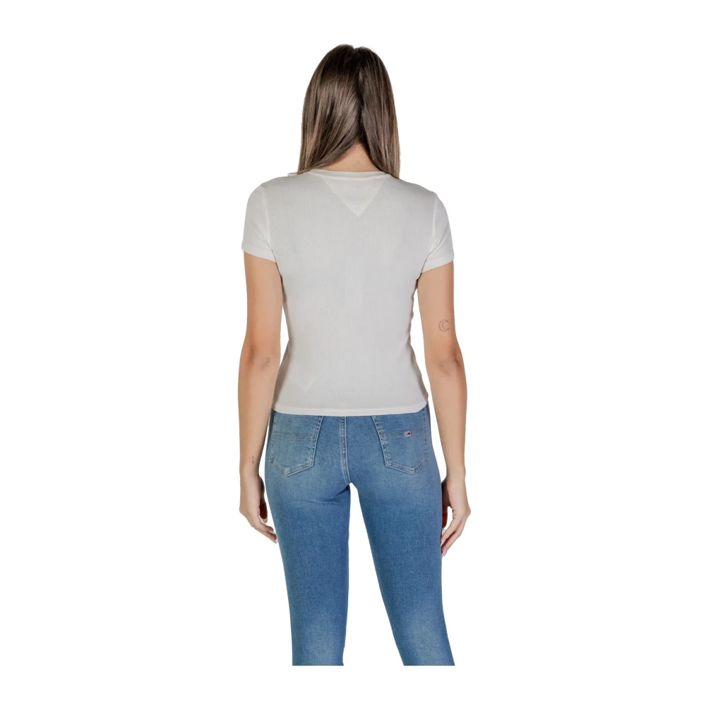 Tommy Jeans Witte Katoenen Crew Neck T-Shirt White Dames