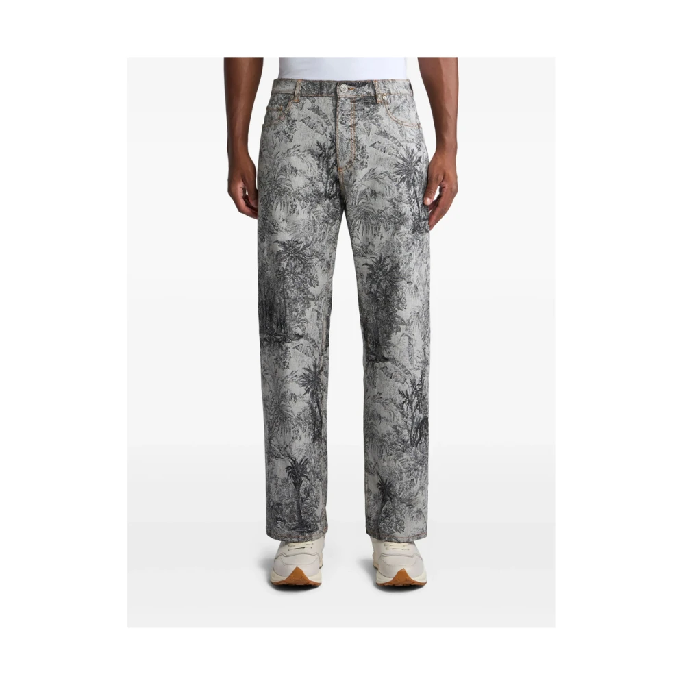 ETRO Grijs Patroon Jacquard Jeans Gray Heren