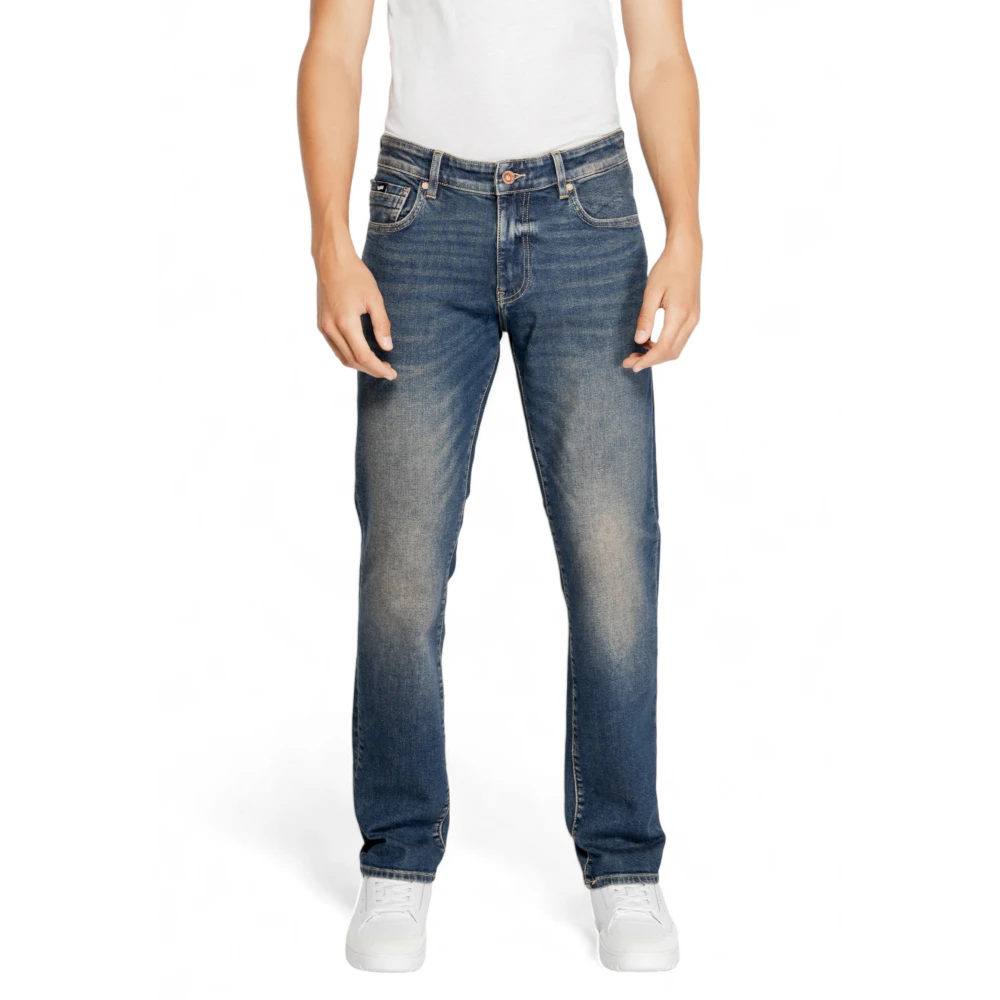 GAS Blauwe Effen Heren Jeans Rits Knoop Blue Heren