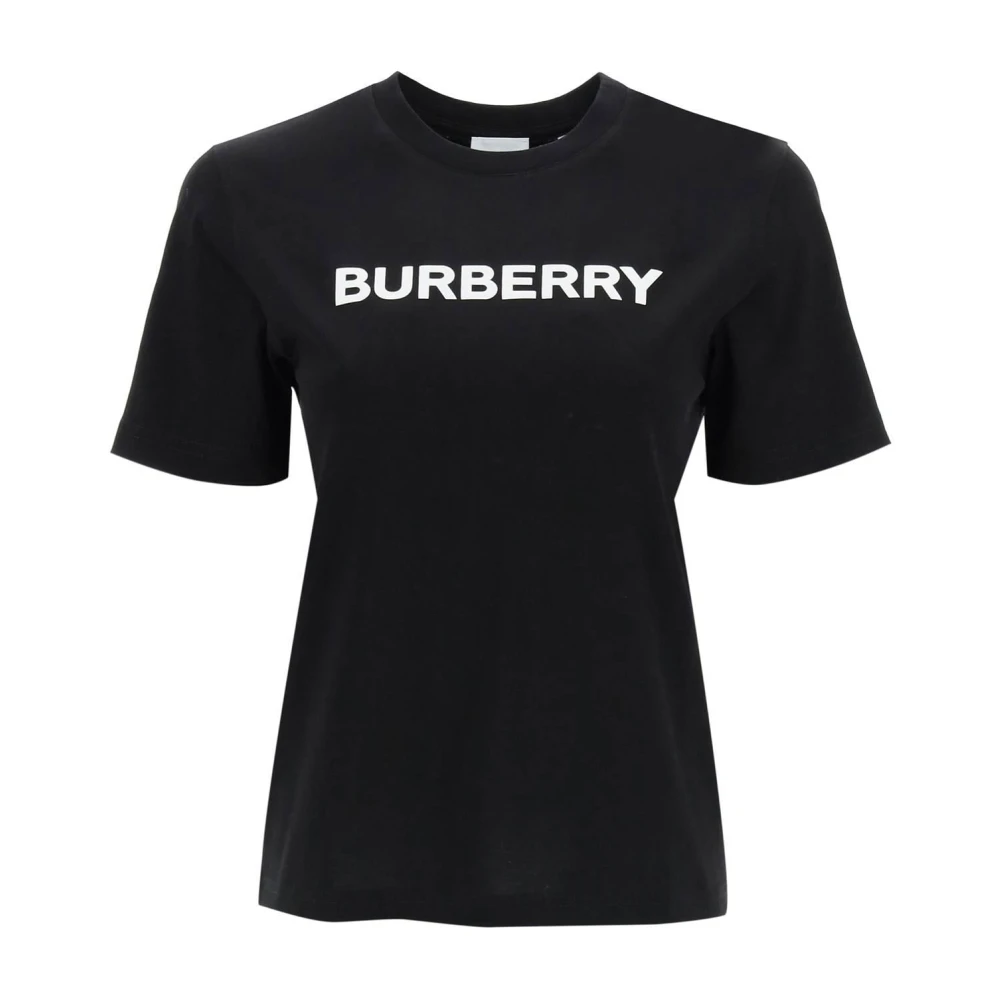 Burberry Zwarte T shirts en Polos met Logo Print Black Dames Kledingwinkel