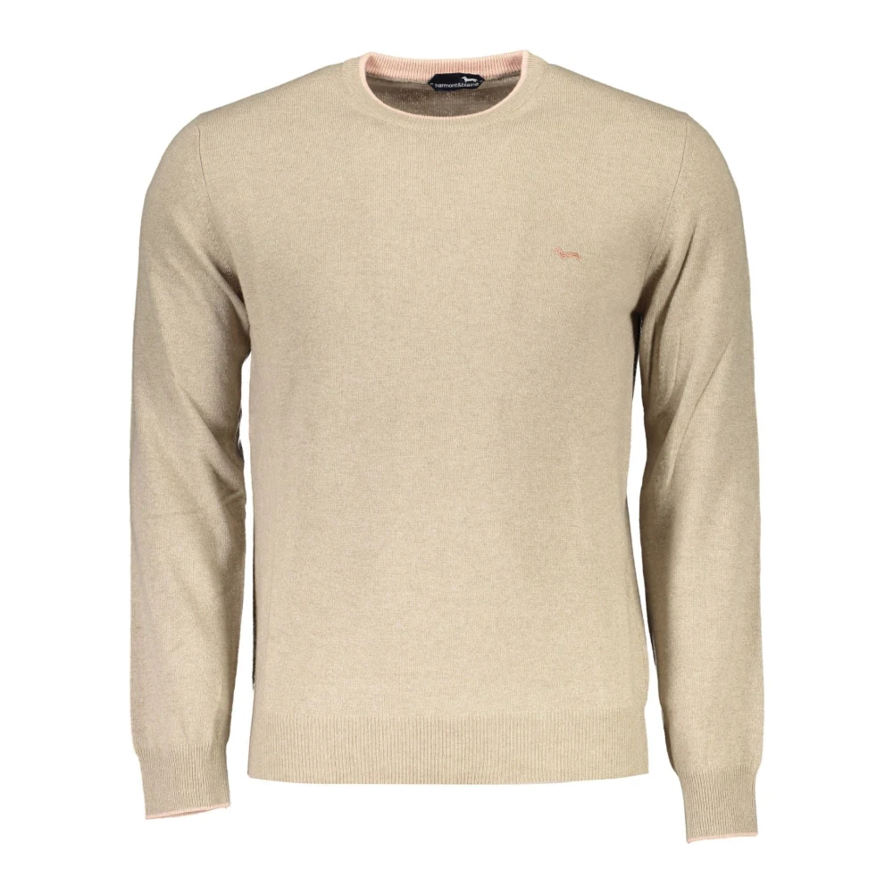Harmont & Blaine Men's Beige Round-Neck Knitwear,, Wool Jumper With Contrasting Details 2XL
