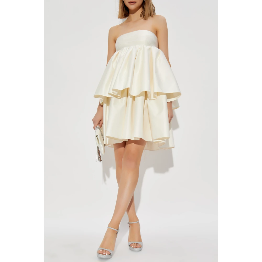 Rotate Birger Christensen Jurk met Ruches Beige Dames