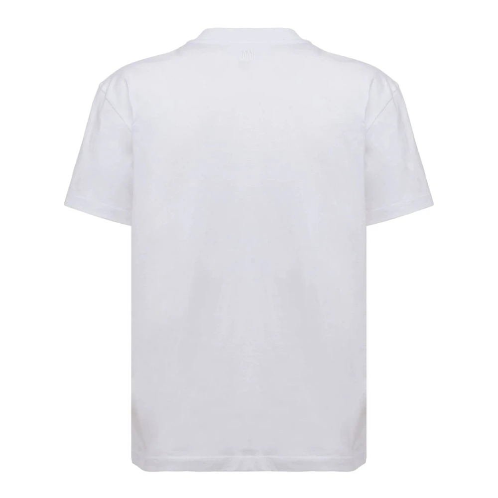 Ami Paris Witte Katoenen T-shirt met Monogram Motief White Dames