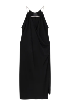 V-Neck Klänning med Metalldetalj