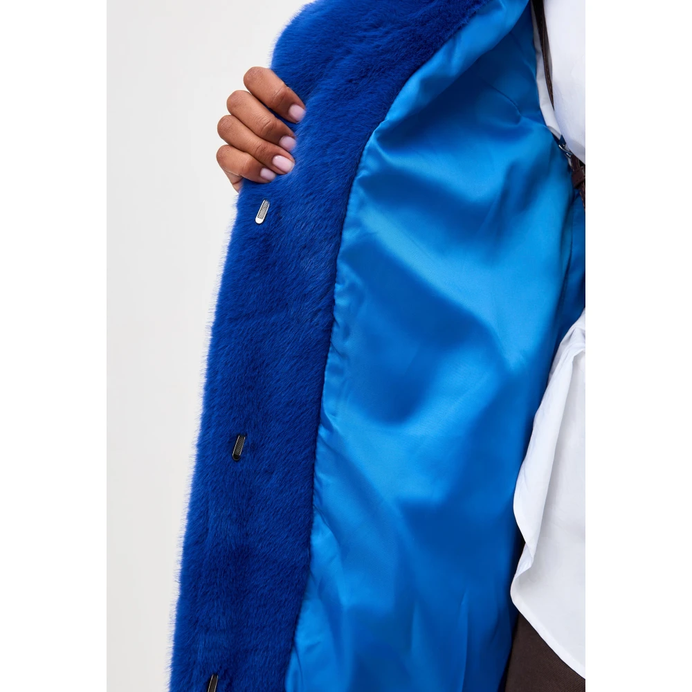 Cesare Gaspari Deluxe Lange Achterprint Jas Liefhebbers Blauw Blue Dames