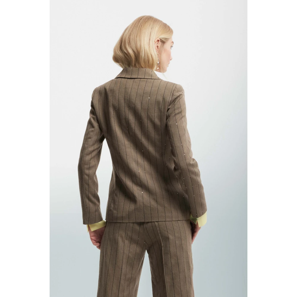 Kocca Gestreepte en gestippelde jas Beige Dames