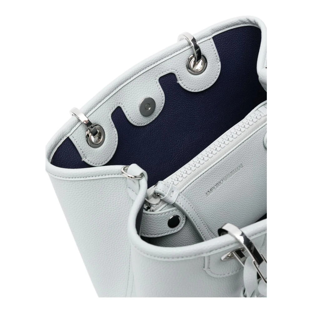 Emporio Armani Bedrukte Hertenleren Tas met Logo Blue Dames