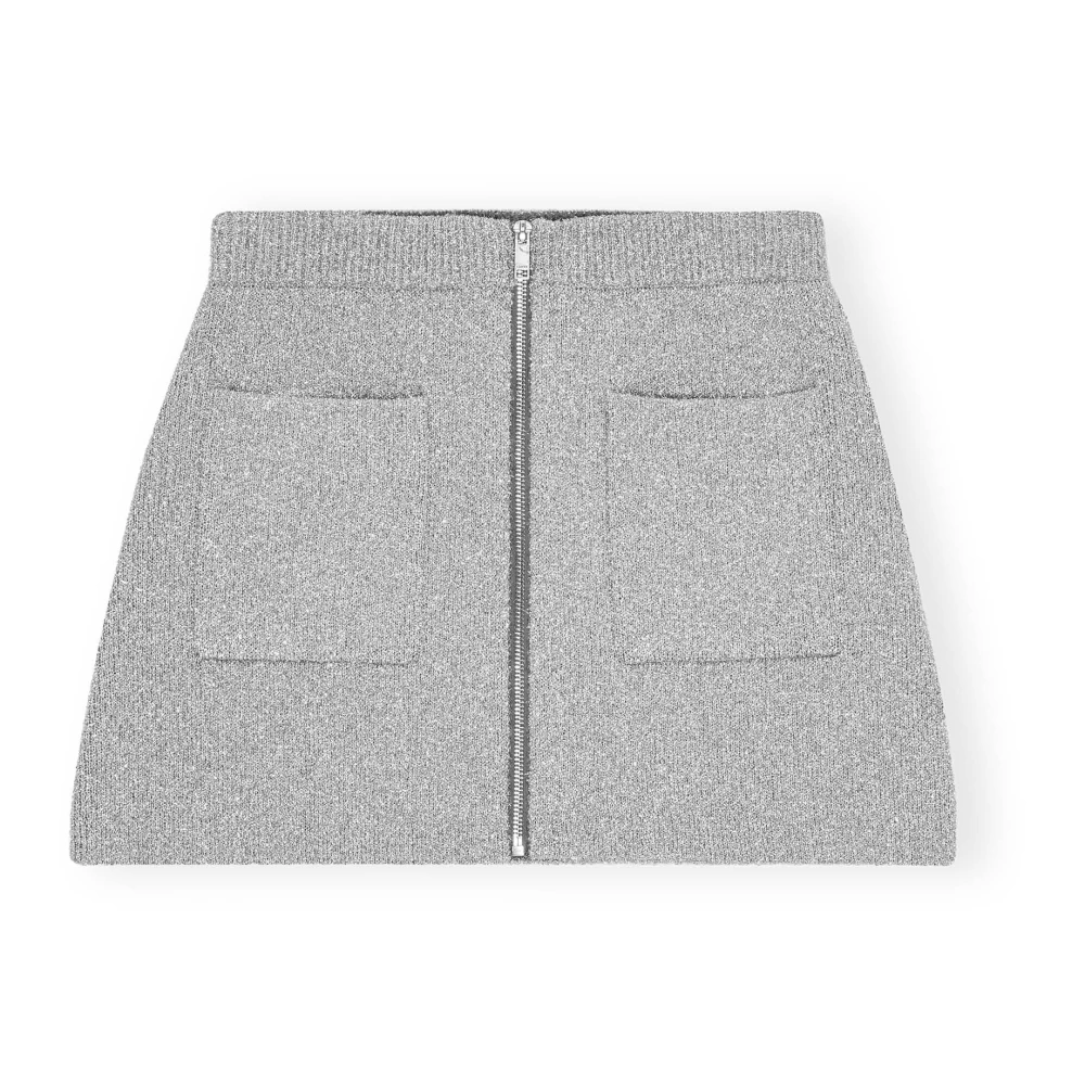 Ganni Zilveren Sprankelende Mini Rok Gray Dames