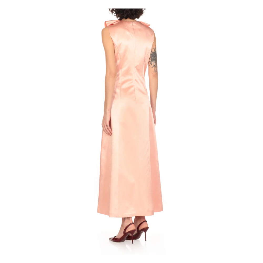 Philosophy di Lorenzo Serafini Roze Satijnen V-hals Jurk Pink Dames