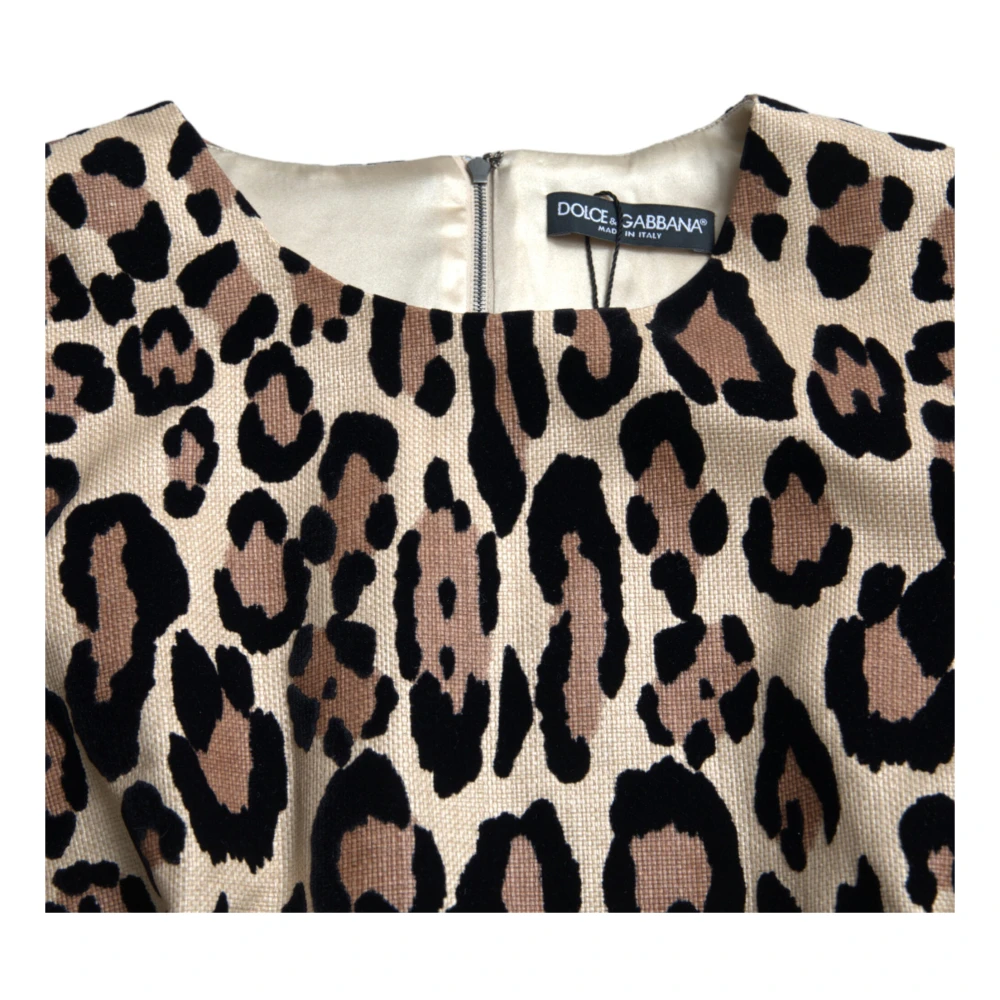 Dolce & Gabbana Elegant Leopard Print A-Line Mini Jurk Multicolor Dames