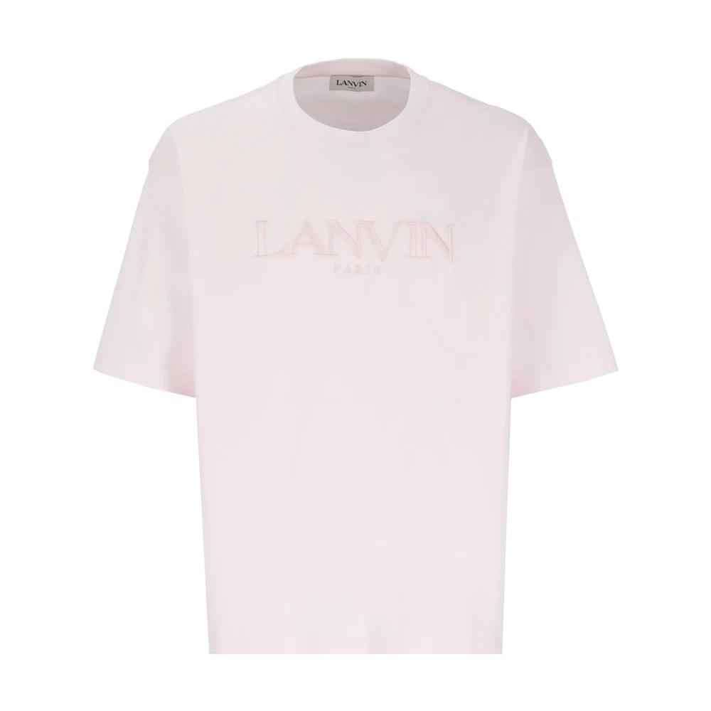 Lanvin Roze Katoenen T-shirt met Borduursel Pink Heren