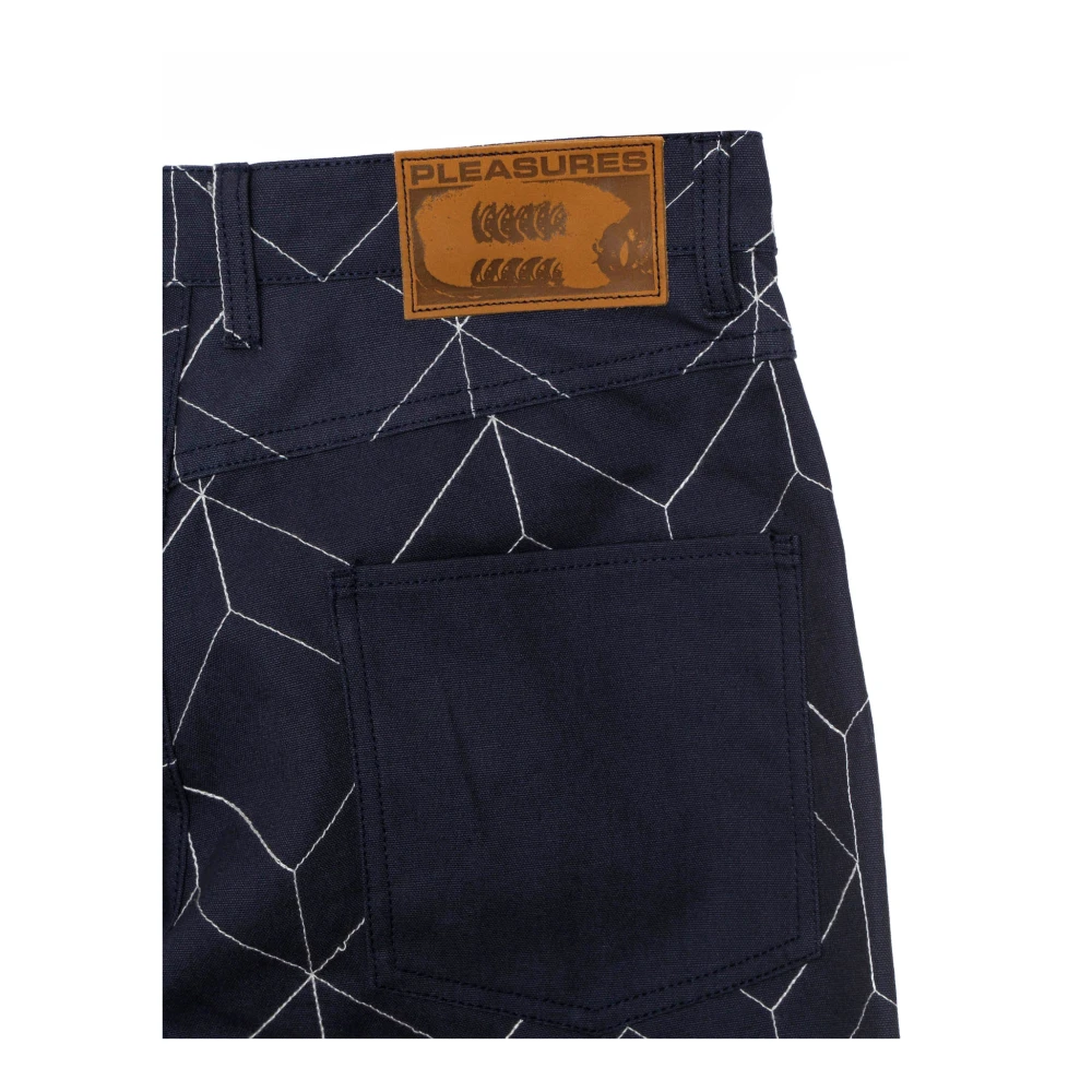 Pleasures Geborduurde Straight Fit Utility Broek Blue Heren