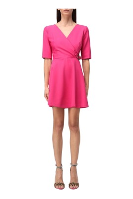 pink-wrap-dress-short-sleeves-v-neck