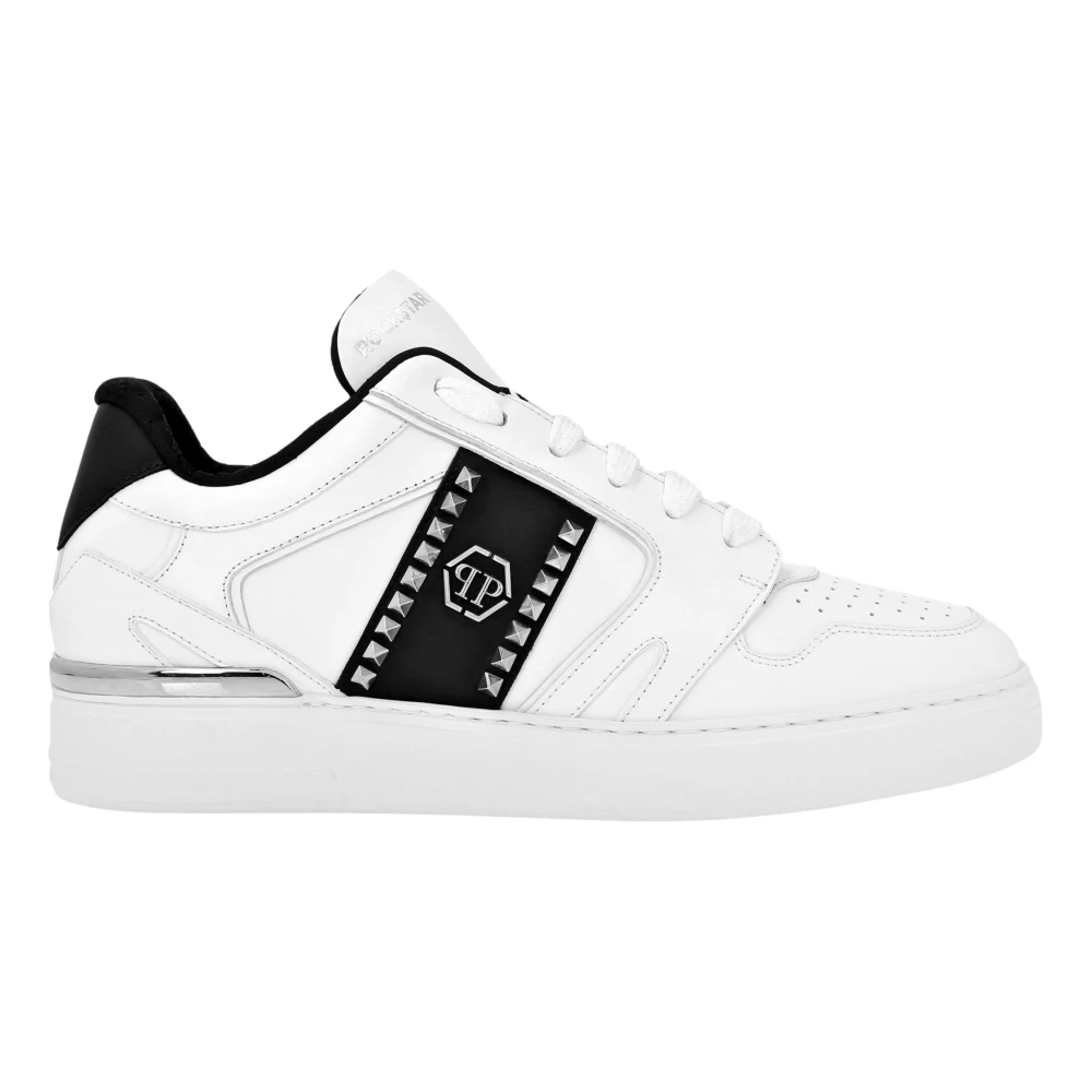 Philipp Plein Nappa Leather Lo-Top Sneakers Studs unisex Schoenen Wit