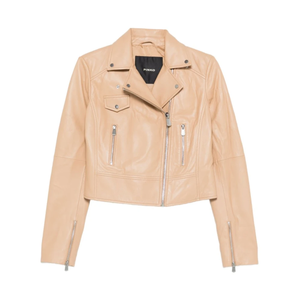 Pinko Women's Beige Sensibile Biker Jacket - Leather Jackets - Xl - Jackets