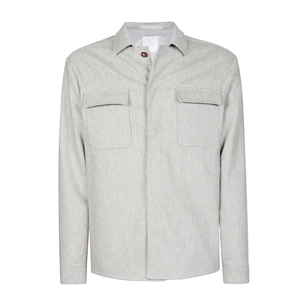 Eleventy Men's Gray Cashmere Wool Over Shirt Jacket